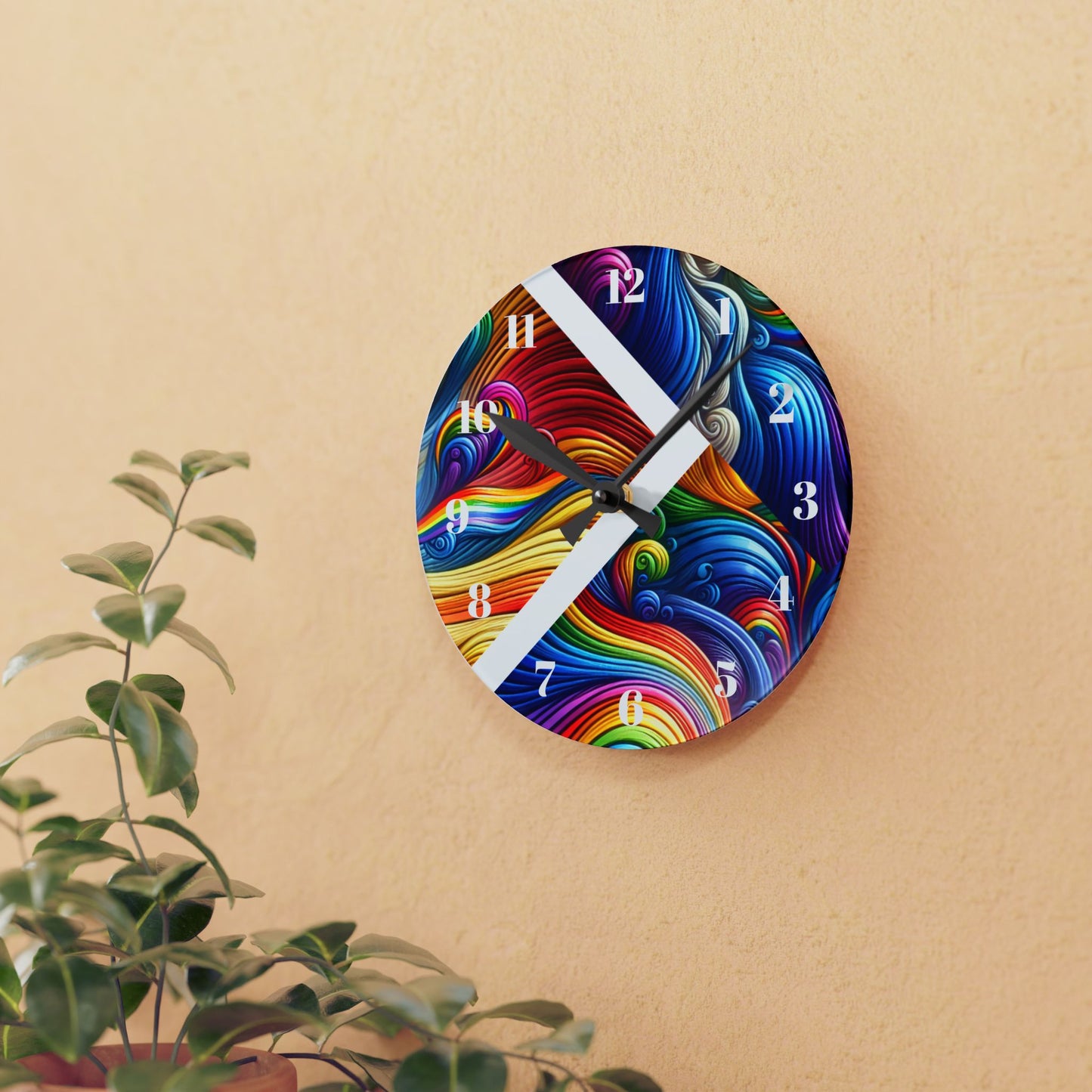 Colorful Abstract Acrylic Wall Clock | Designed by Essenciera Conturee
