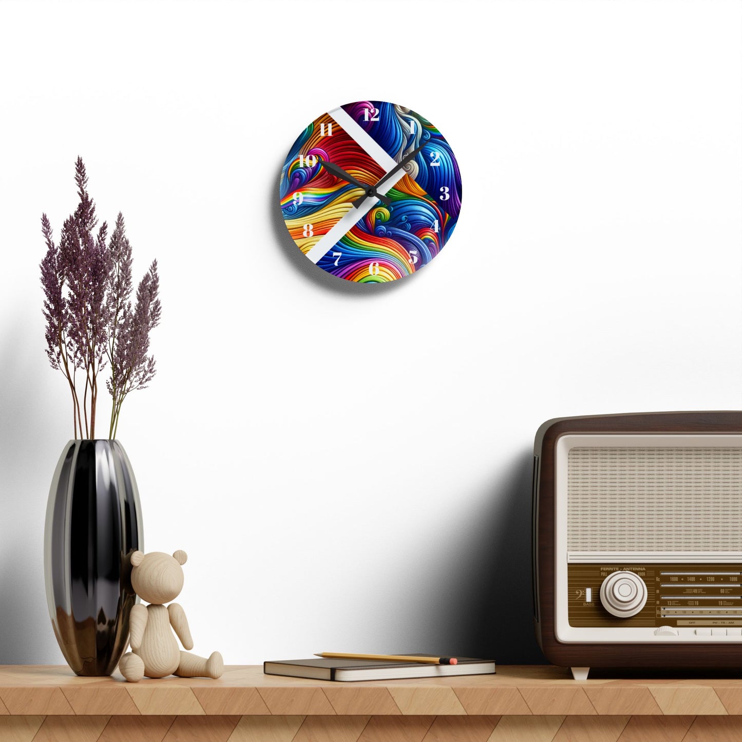 Colorful Abstract Acrylic Wall Clock | Designed by Essenciera Conturee
